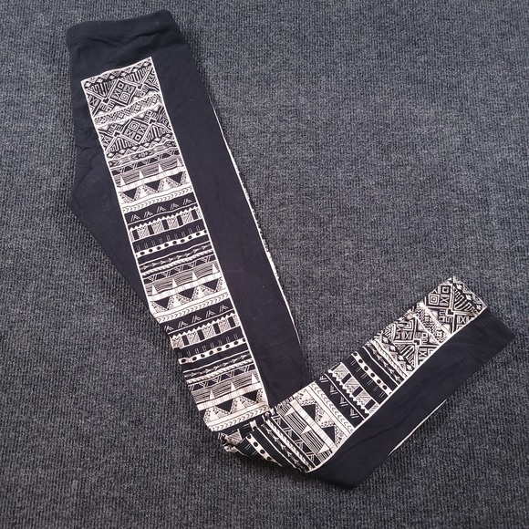 In Vein Pants - In Vein Women's Tribal Print Leggings Black White Size Small Cotton Stretch
